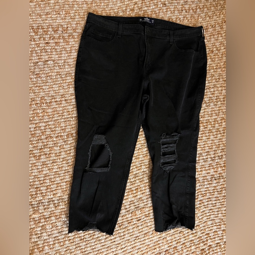 Hollister vintage Straight distressed jeans Stylish plus size black denim